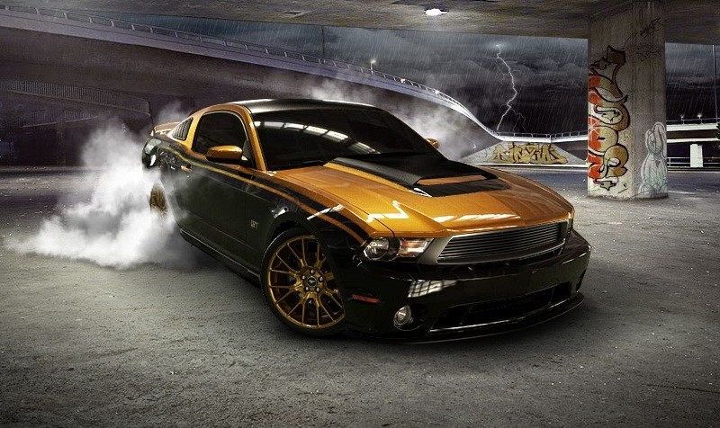 Black and Sunset Gold 2010 Mustang GT custom image