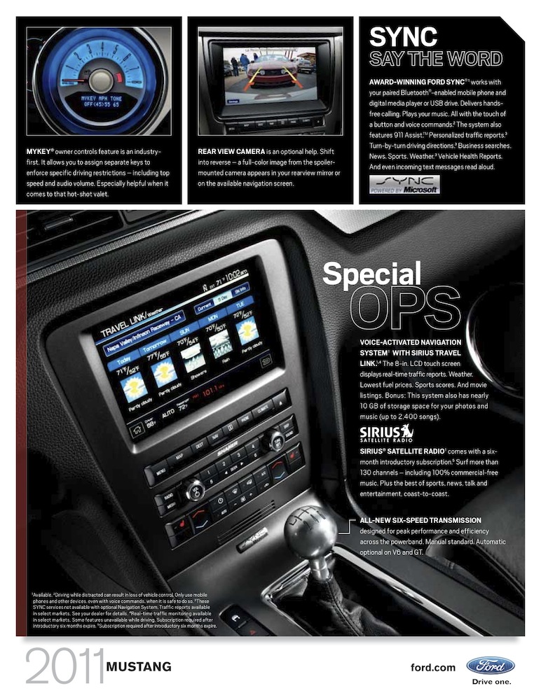 Interior Features: 2011 Ford Mustang Sales Brochure