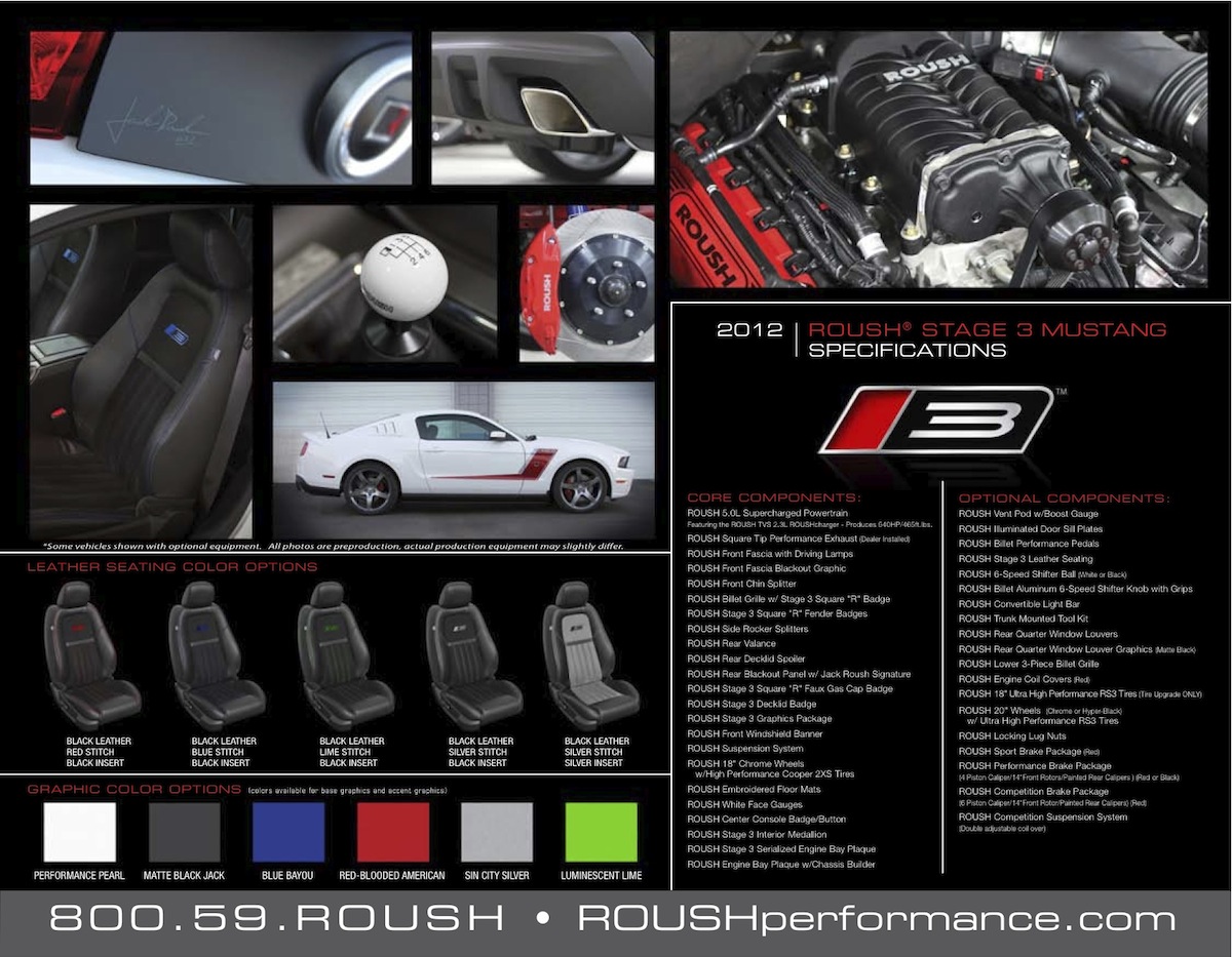 2012 Roush Stage 3 Mustang Specifications