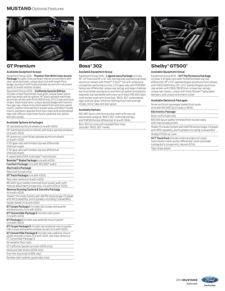2013 GT Boss GT500 options