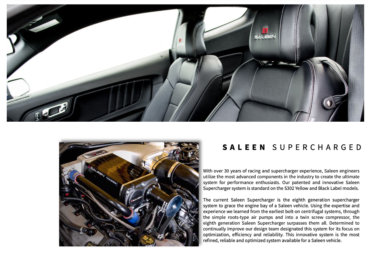 2016 S302 Yellow Label Saleen Mustang sales brochure
