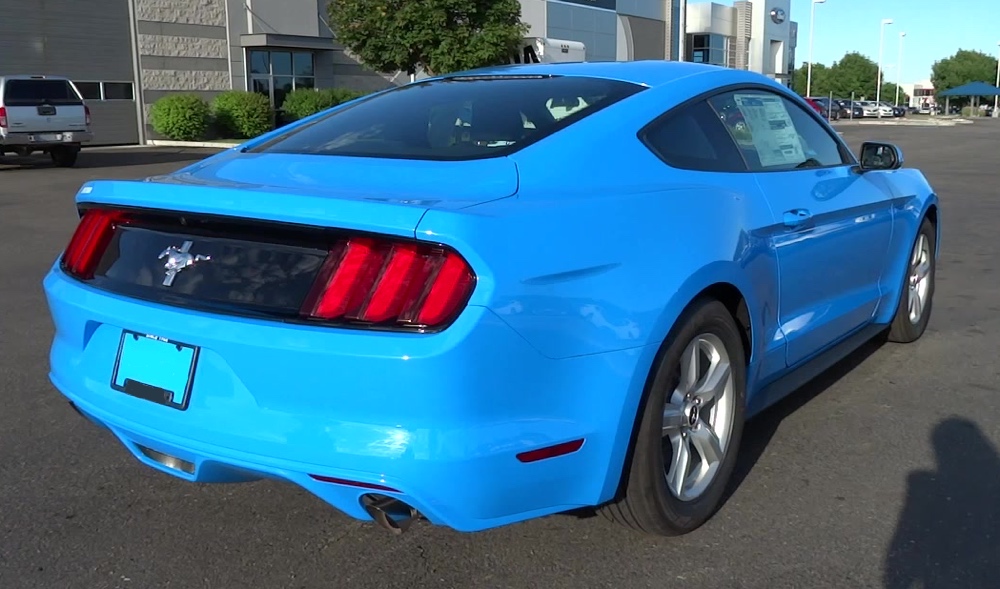 rear view 2017 Grabber Blue V6 Mustang